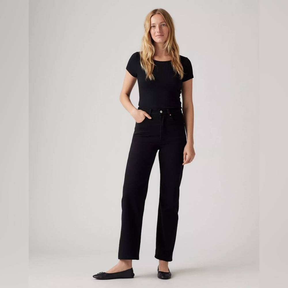 Levi's Black Ribcage Straight Ankle Jeans 30x27 NWT